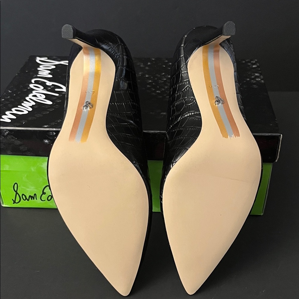 Sam Edelman Black Croc-Patterned Heels Size 6.5- NEVER WORN - Picture 7 of 7